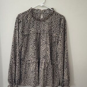 SHEIN Animal Print Ruffle Blouse